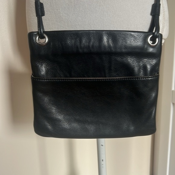 Margot Small Black Leather Minimalist Shoulder/Crossbody Bag with Zip Closure - Picture 9 of 9